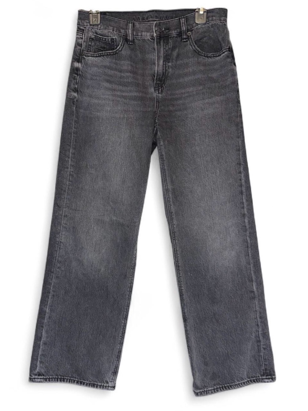 American Eagle Outfitters Relaxed Stovepipe Straight Jeans in Washed Black